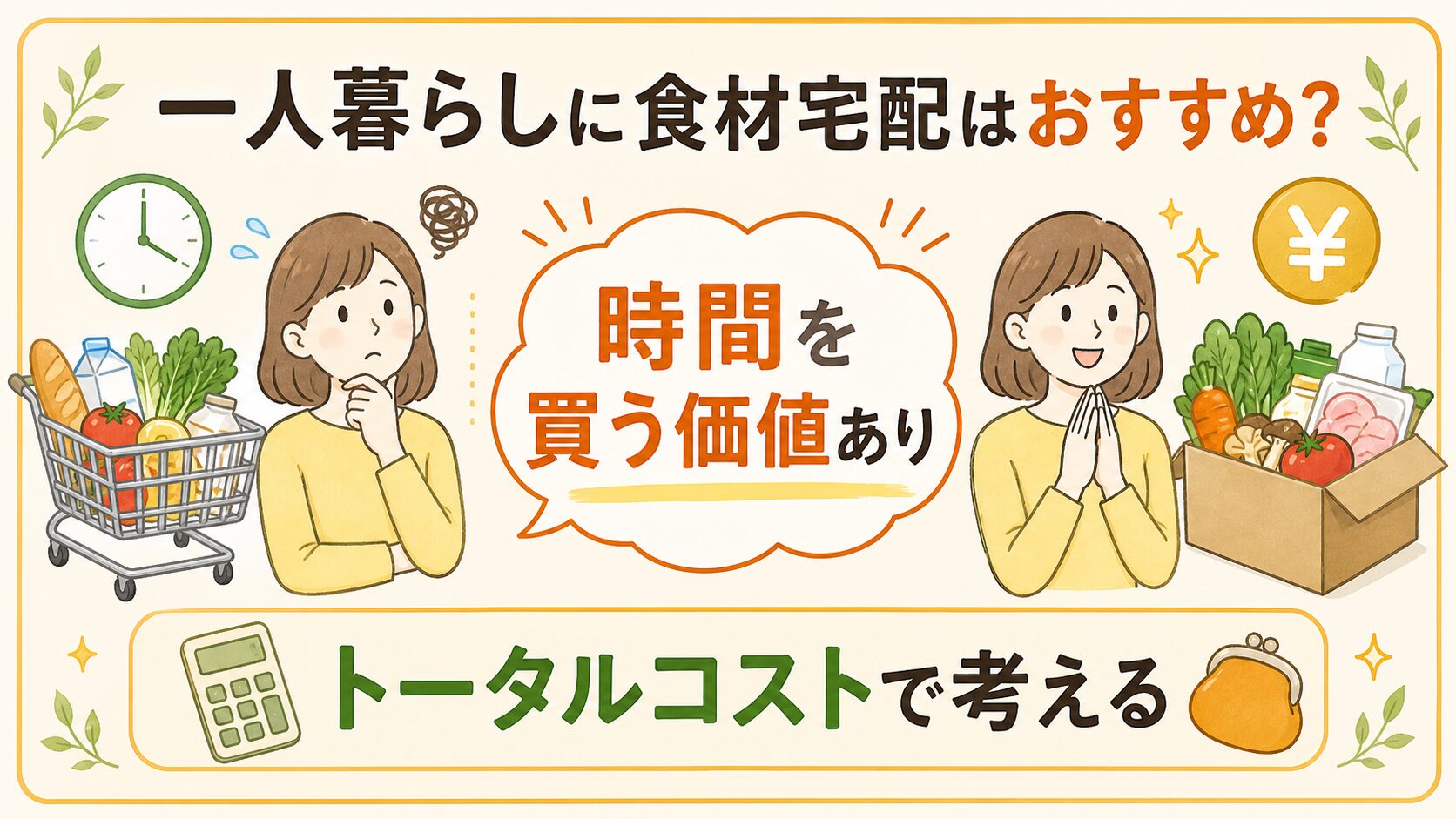 一人暮らしの食材宅配がおすすめな理由をまとめた図