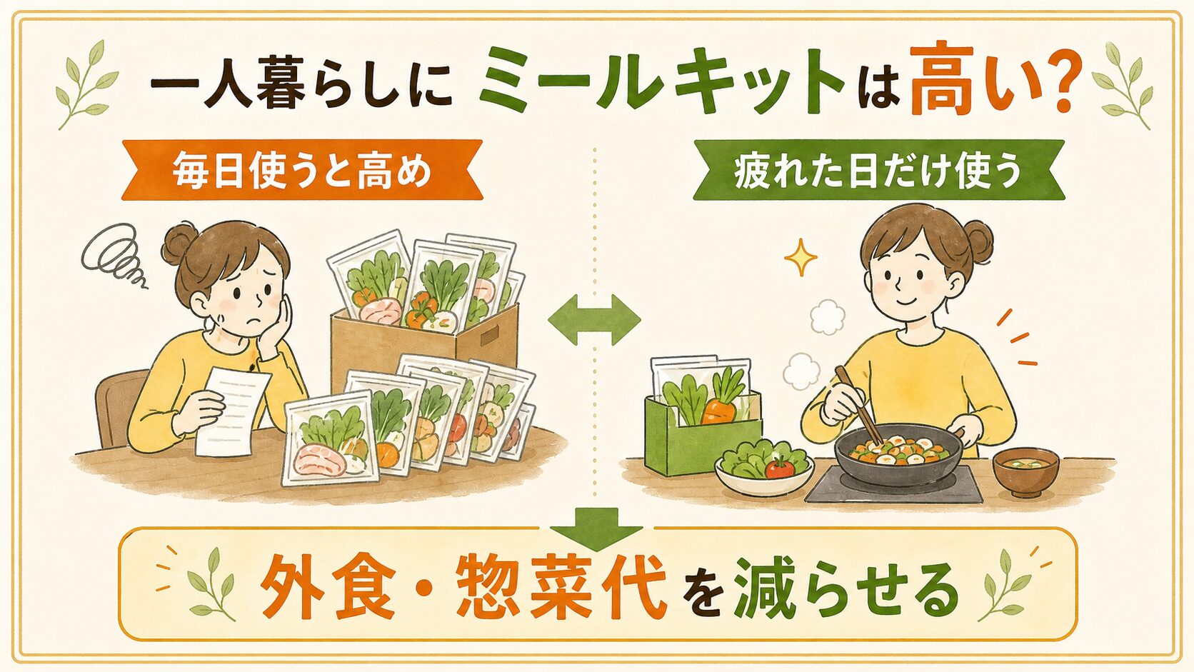 一人暮らしでミールキットを使う場合のコスパ
