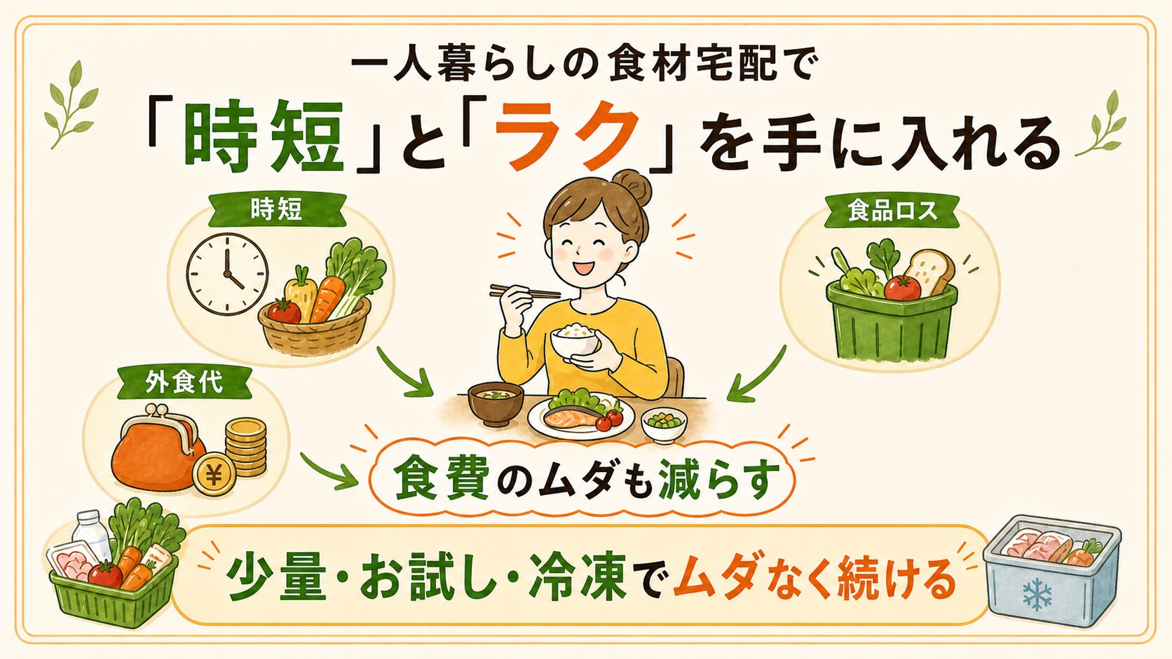 一人暮らしの食材宅配で時短とラクを手に入れ、食費のムダを減らす方法